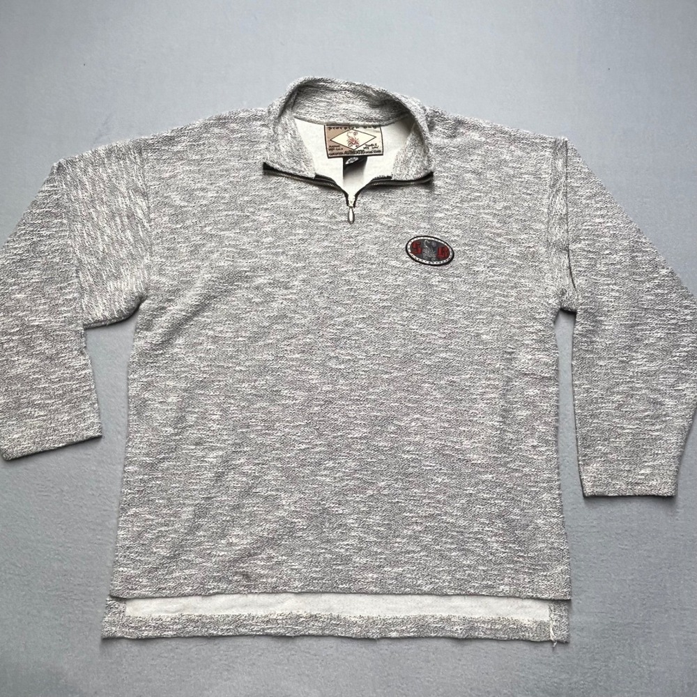 Vintage Surf Scorpion Bay Men L Gray Marl Quarter Zip Pullover Sweater Made USA - Picture 3 of 9